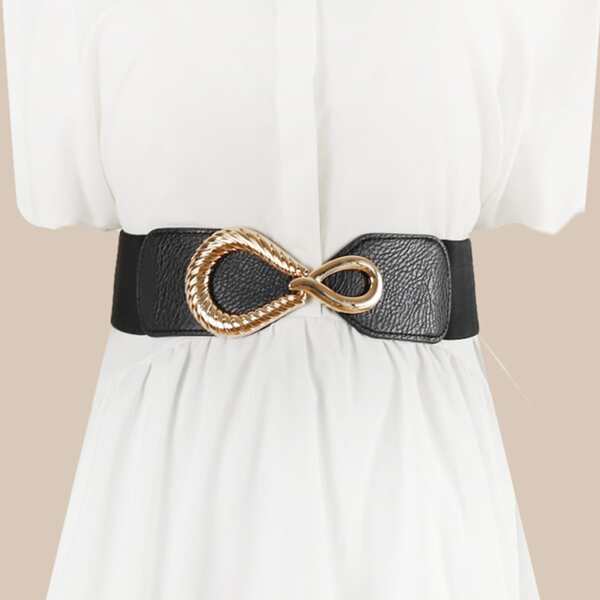 

Metal Decor Wide Belt, Black