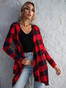 SHEIN LUNE Abrigo de cuadros - Multicolor - Ver 1