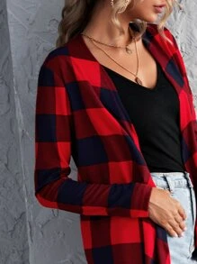 SHEIN LUNE Abrigo de cuadros - Multicolor - Ver 4