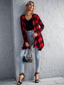 SHEIN LUNE Abrigo de cuadros - Multicolor - Ver 5