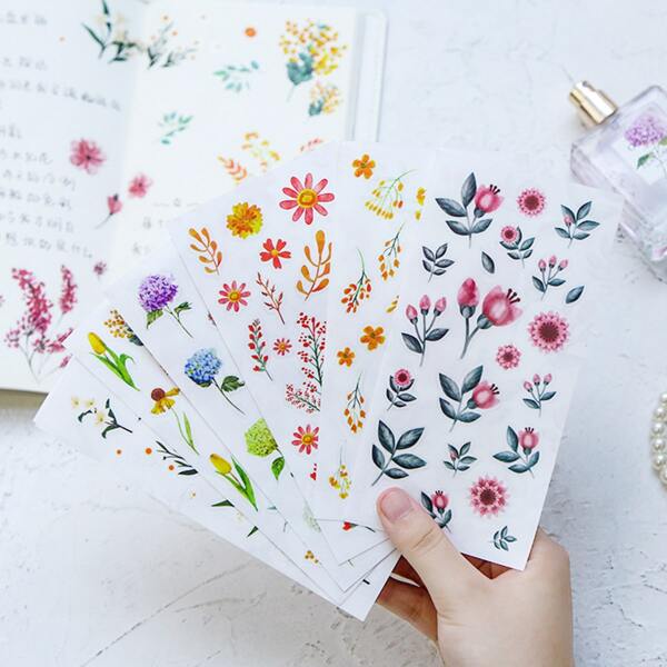 

1sheets Random Flower Print Sticker, Multicolor