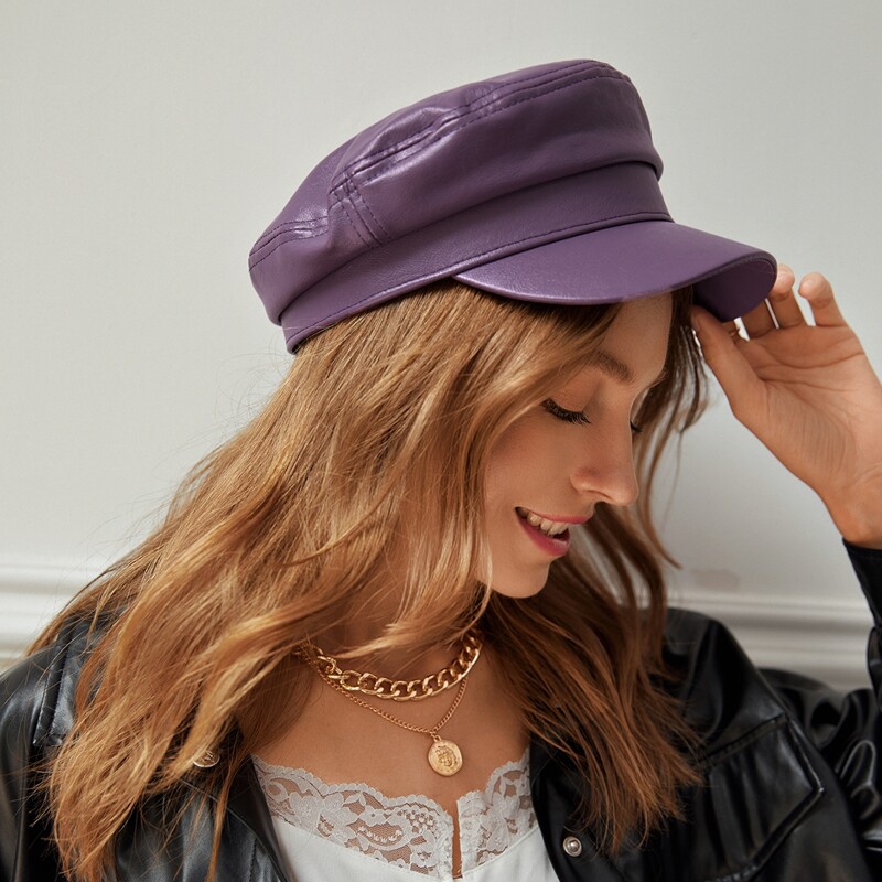 

PU Bakerboy Cap, Purple