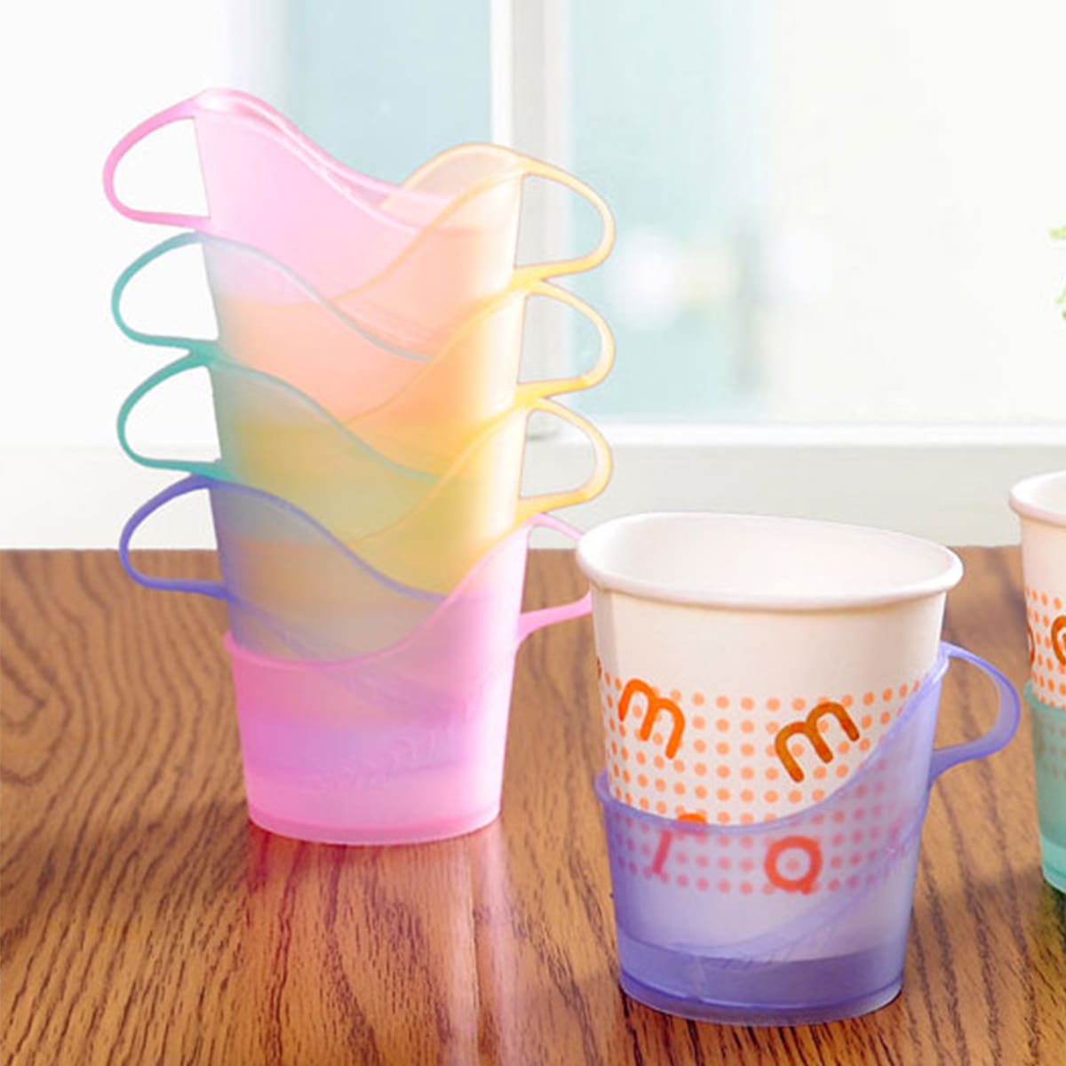 

10pcs Random Color Disposable Paper Cup Holder, Multicolor