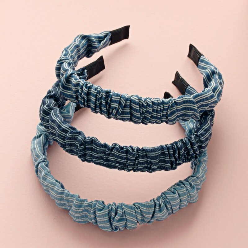

1pc Random Striped Denim Hair Hoop, Multicolor