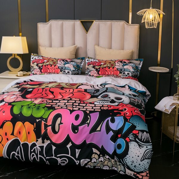 

Doodle Pattern Bedding Set Without Filler, Multicolor