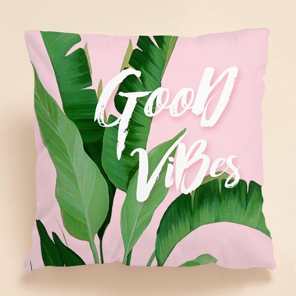 

Leaf Print Cushion Cover Without Filler, Multicolor