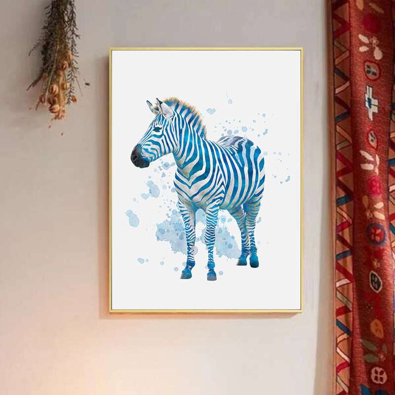 

Zebra Print Wall Painting Without Frame, Multicolor