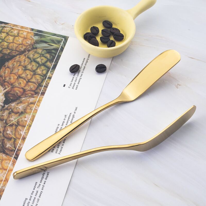 

2pcs Stainless Steel Butter Knife, Gold
