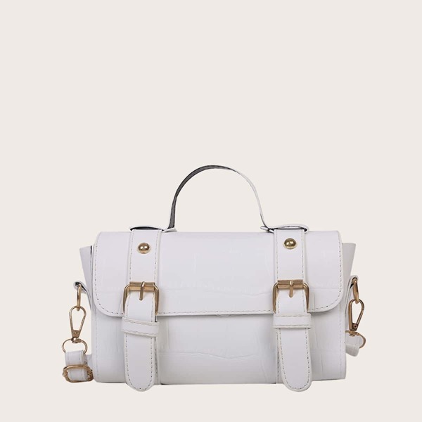 

Girls Crocodile Satchel Bag, White