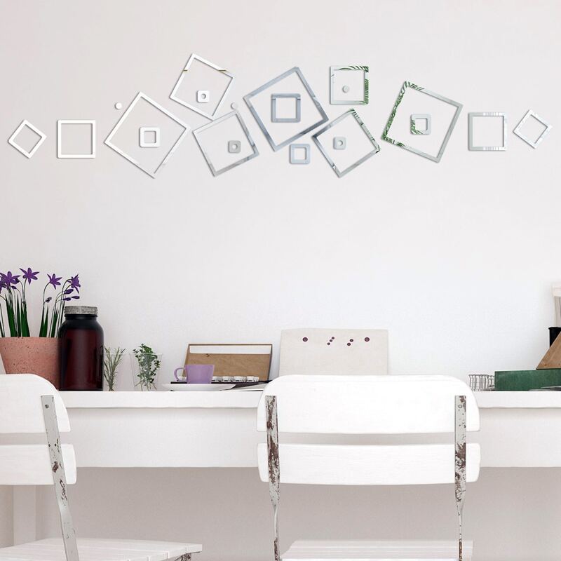 

1set Mirror Surface Wall Sticker, Silver