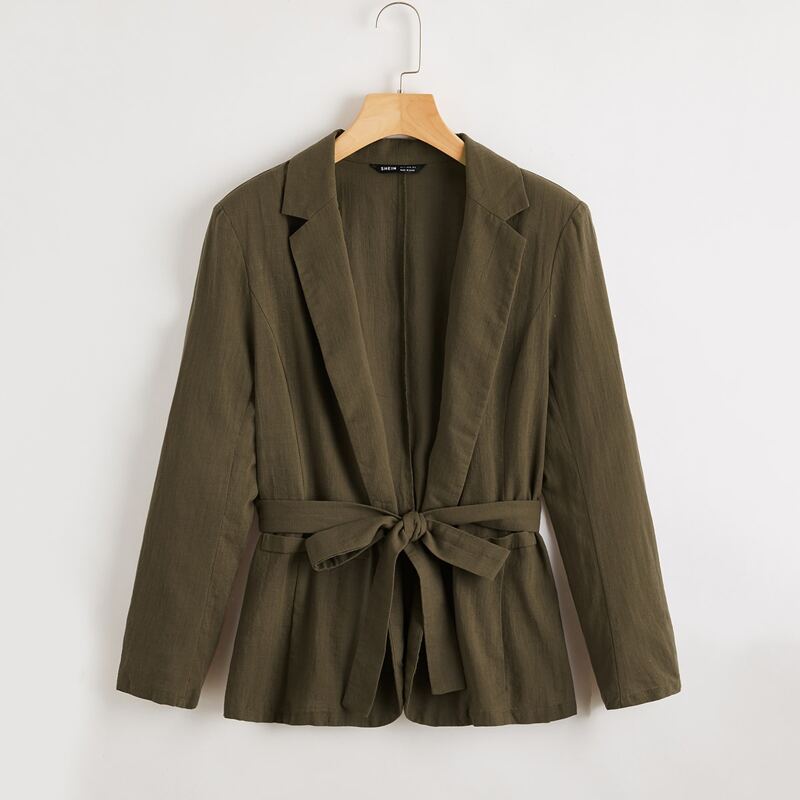 

Lapel Collar Belted Blazer, Army green