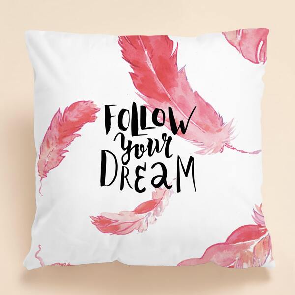 

Feather Print Cushion Cover Without Filler, Multicolor