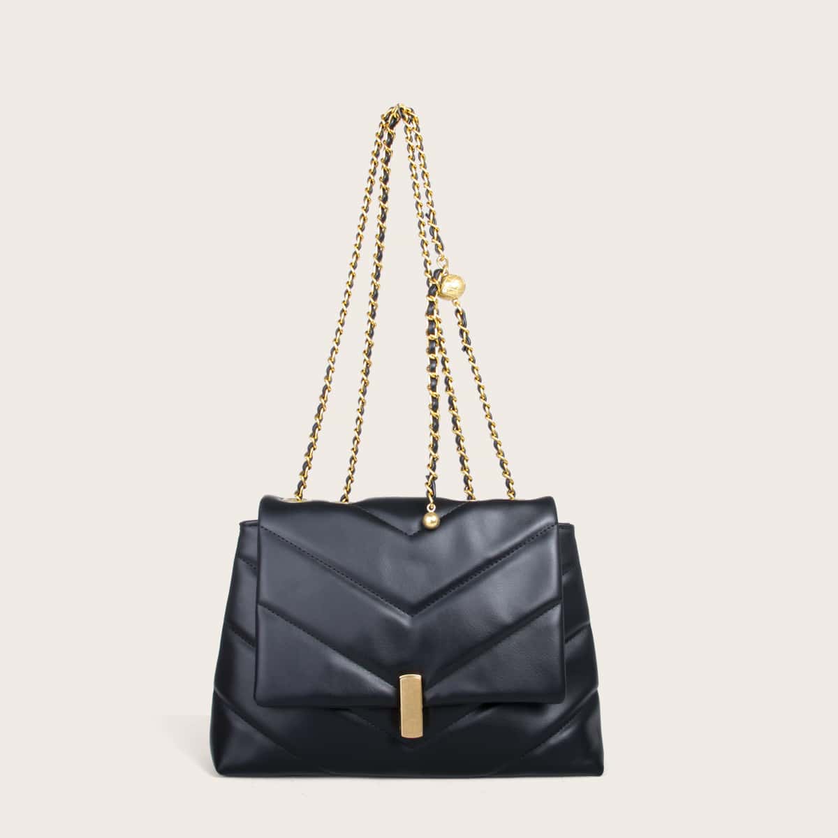 

Chevron Chain Tote Bag, Black