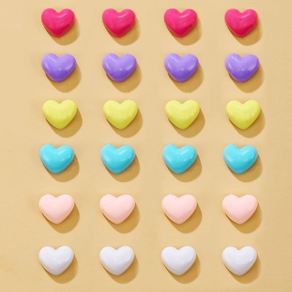

12pairs Girls Heart Design Stud Earrings, Multicolor