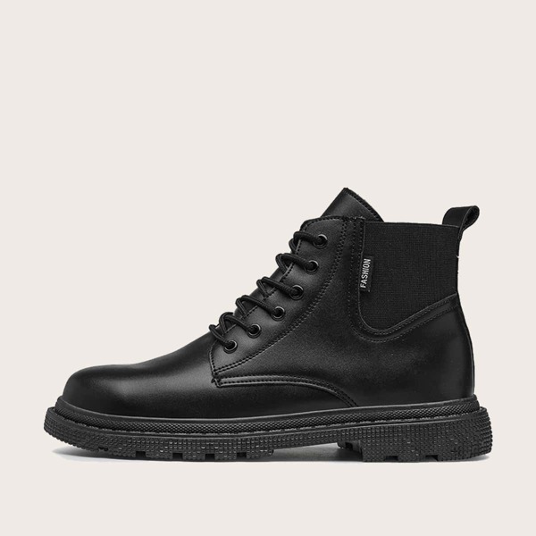

Men Lace-up Front Combat Boots, Black