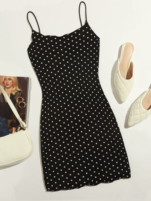 SHEIN LUNE Polka Dot LettuceEdge Mini Dress SHEIN USA
