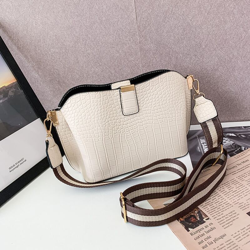

Croc Embossed Crossbody Bag & Inner Pouch, Beige