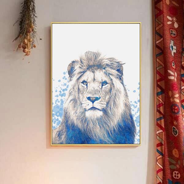 

Lion Print Wall Painting Without Frame, Multicolor