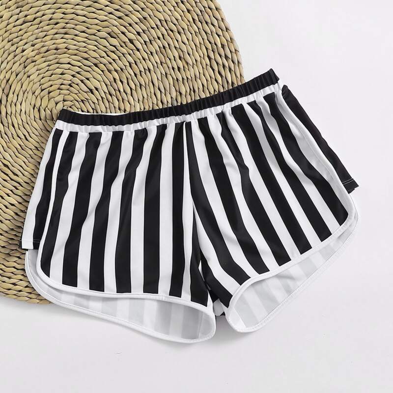 

Stripe Bikini Shorts, Black and white