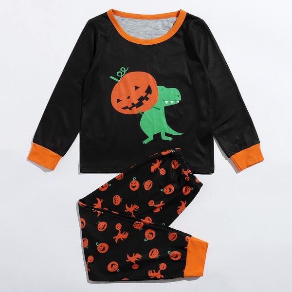

Toddler Boys Halloween Cartoon Graphic Pajama Set, Black