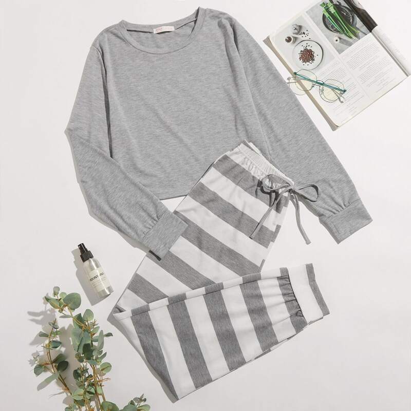

Stripe Tie Front Pants PJ Set, Multicolor