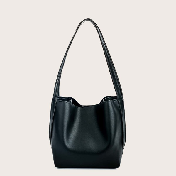 

Minimalist Plain Shoulder Bag, Black