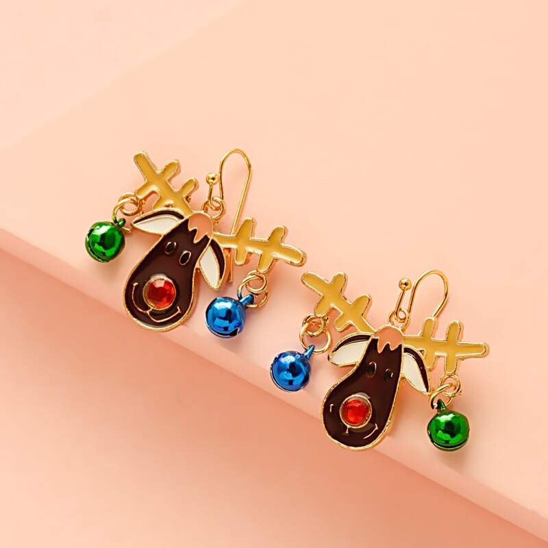 

Christmas Deer Design Drop Earrings, Multicolor