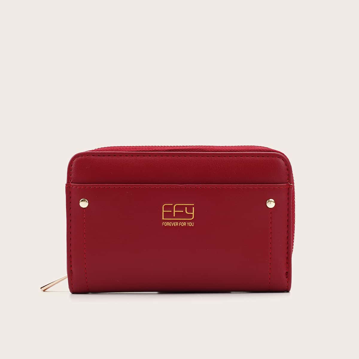

Zip Around Metal Decor Purse, Red
