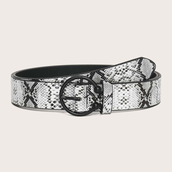 

Snakeskin Print Belt, Black