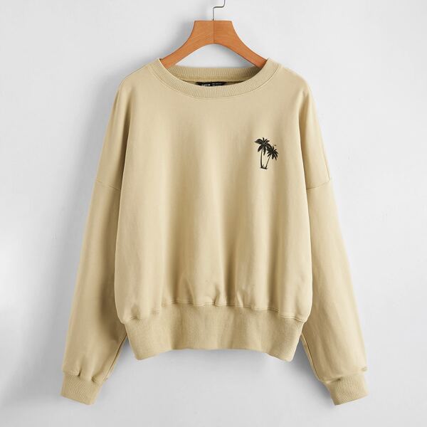 

Letter and Tropical Print Pullover, Khaki