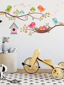 Cartoon Bird Print Wall Sticker - Multicolor - View 7