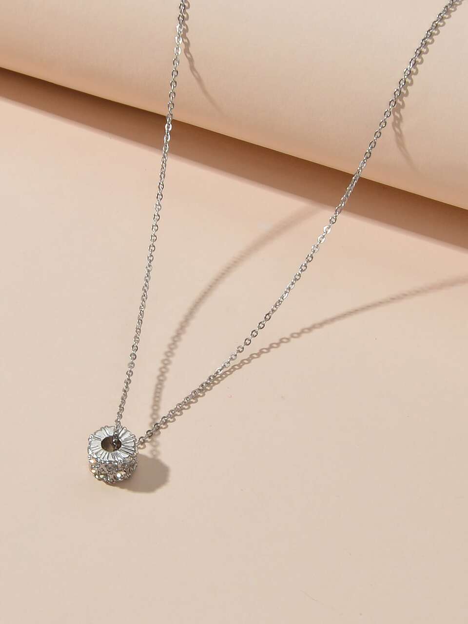 1pc Fashionable Gold Cat Eye Stone Pendant Necklace Double Layer Summer Casual Necklace