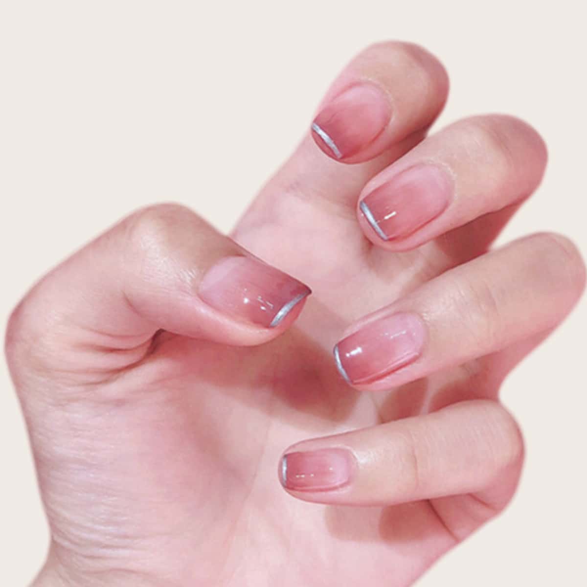 

24pcs False Nail & 1sheet Tape, Pink