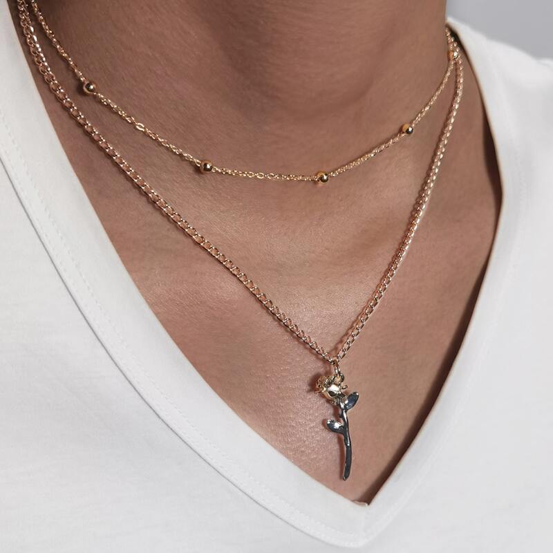 

Rose Layered Necklace, Gold