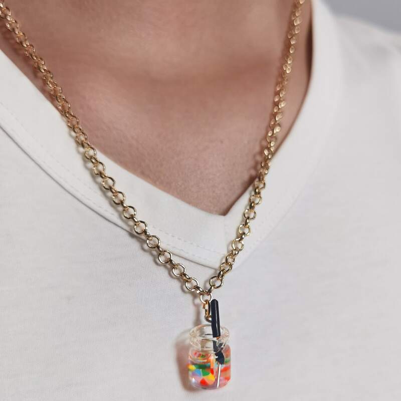 

Bottle Pendant Necklace, Gold