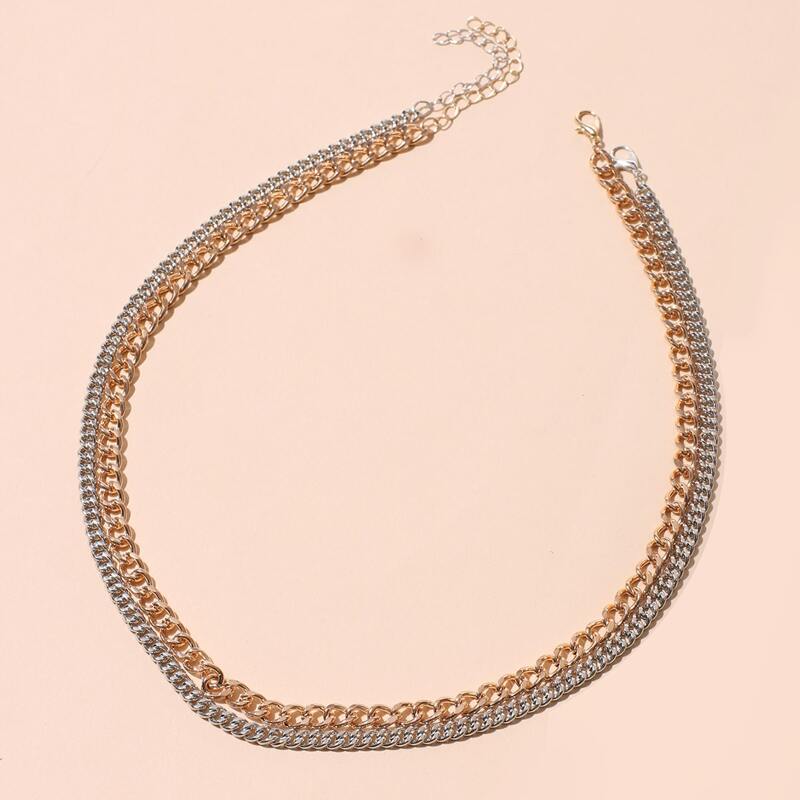 

2pcs Simple Chain Necklace, Multicolor