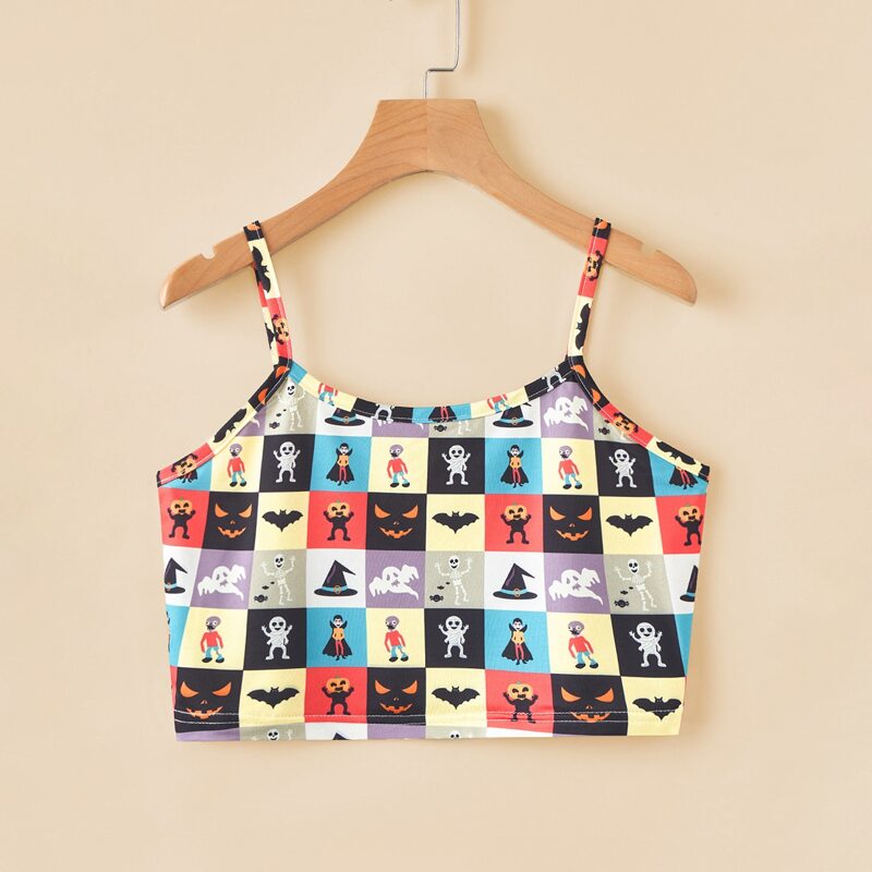 

Halloween Print Crop Cami, Multicolor