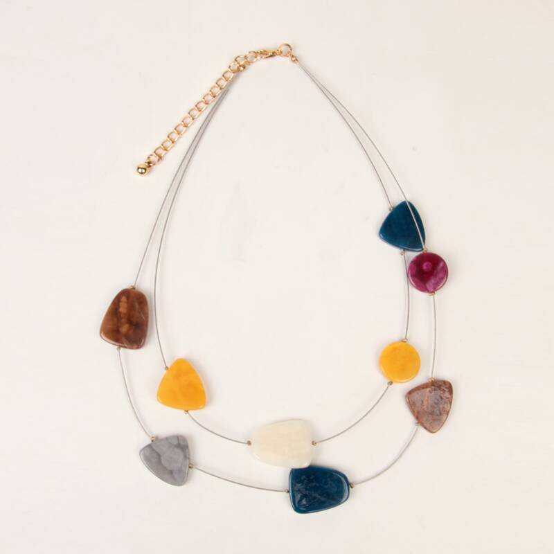 

Geometric Decor Layered Necklace, Multicolor