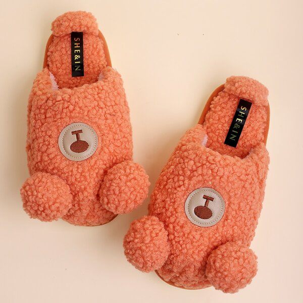 

Cartoon Decor Fluffy Slippers, Orange