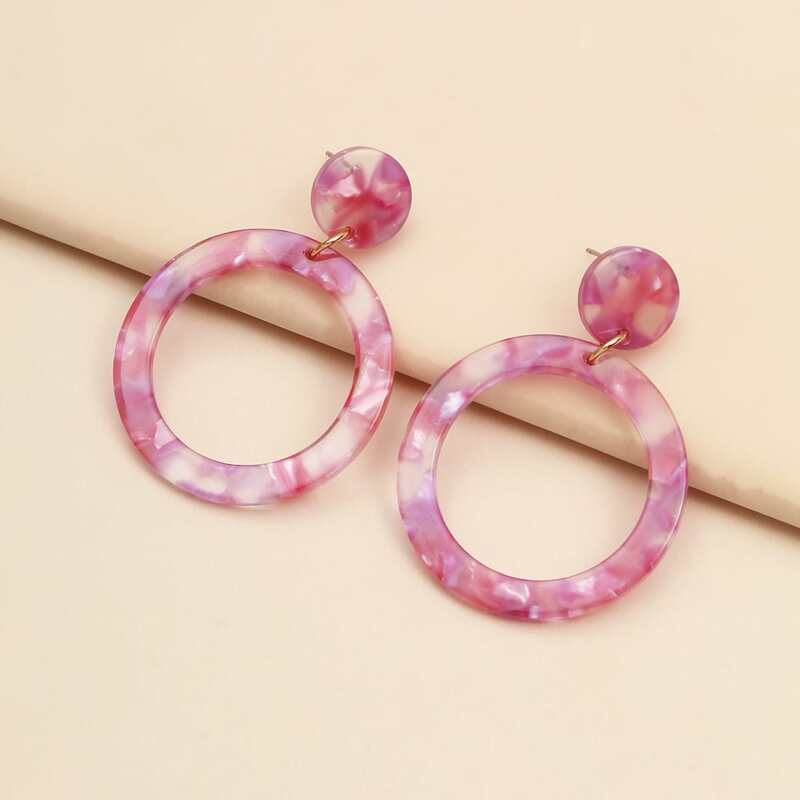 

Acrylic Round Charm Drop Earrings, Multicolor