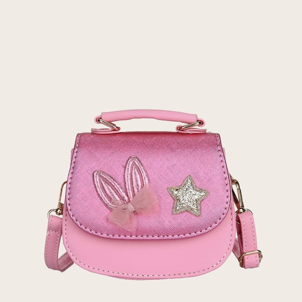

Girls Star & Ear Patch Saddle Bag, Pink