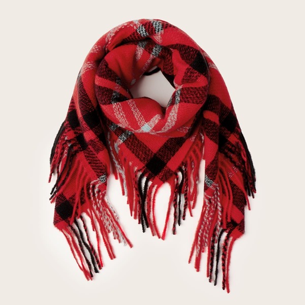

Plaid Pattern Scarf, Red