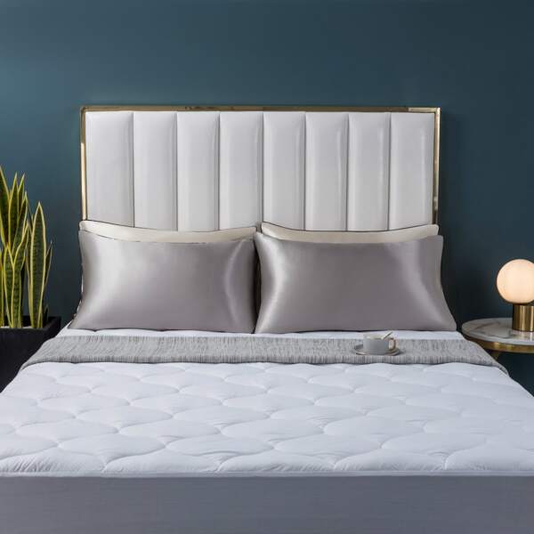 

2pcs Plain Satin Pillowcase Without Filler, Grey