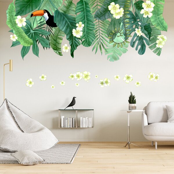 

1set Leaf Print Wall Sticker, Multicolor