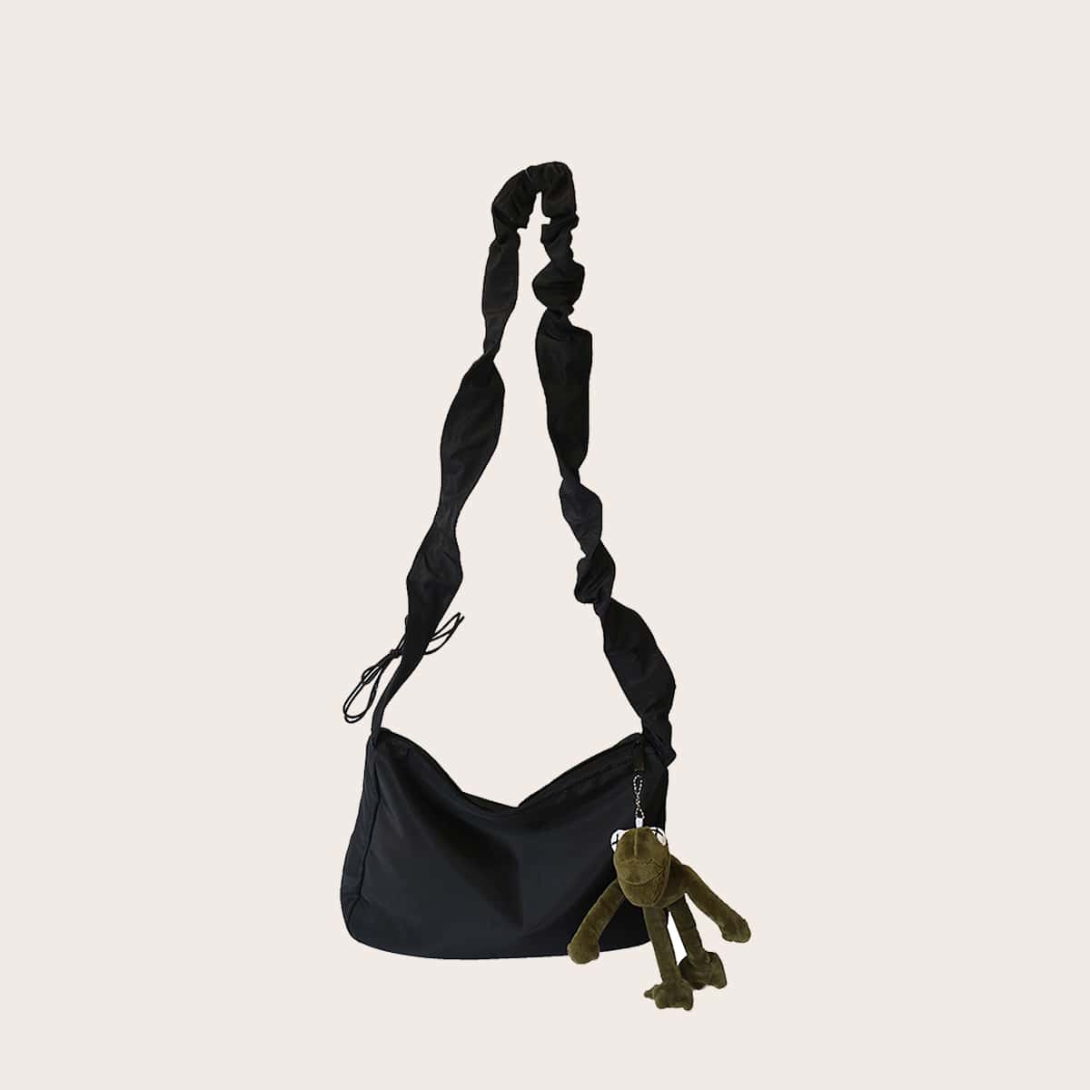 

Guys Minimalist Crossbody Bag With Bag Charm, Black