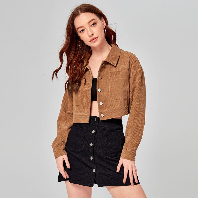 

Corduroy Crop Jacket, Brown