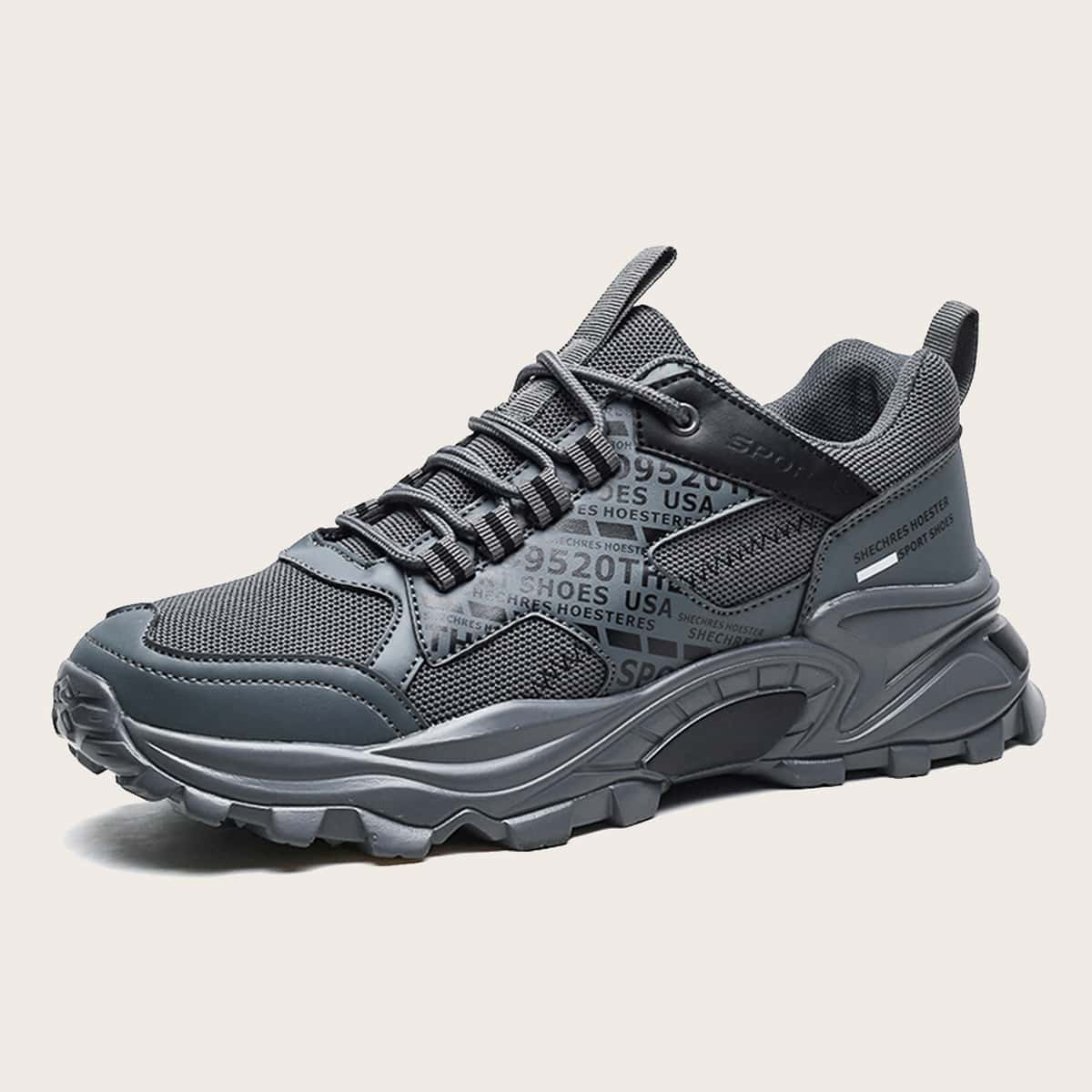 

Guys Letter Graphic Lace-up Front Sneakers, Dark grey