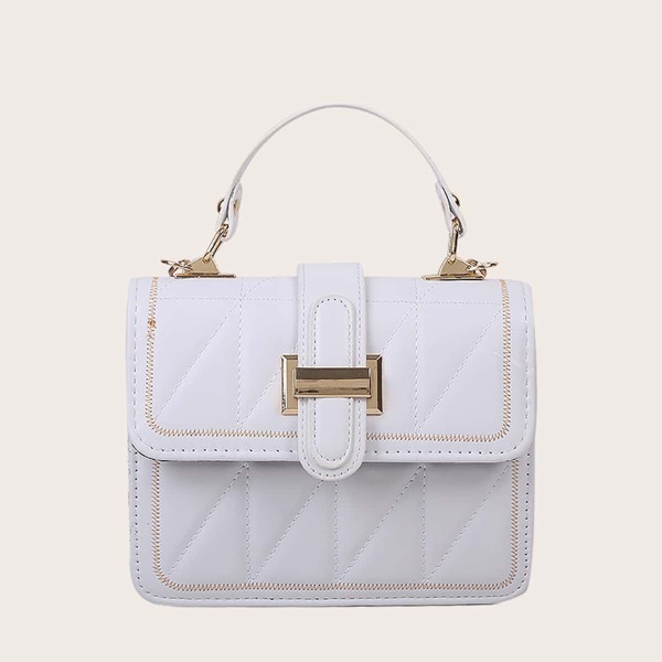 

Girls Stitch Detail Flap Satchel Bag, White