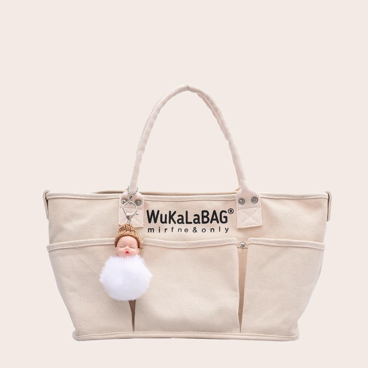 

Letter Graphic Tote Bag, Beige