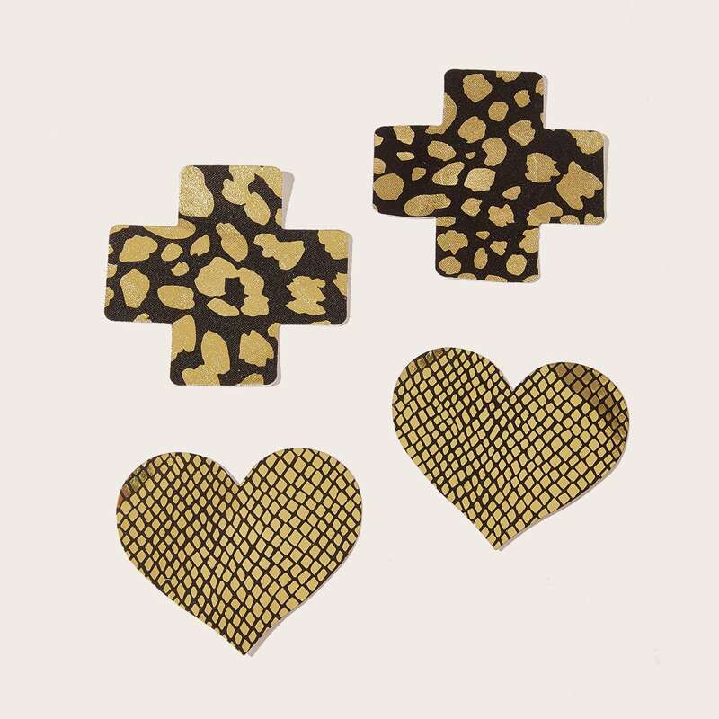 

2pairs Geo Shaped Nipple Cover, Multicolor